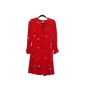 Old Navy Women’s dress Long Sleeves Red Floral Medium